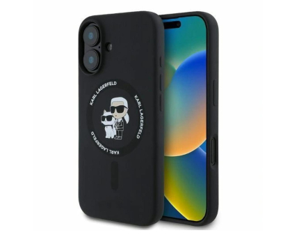 Etui / obudowa na smartfona Karl Lagerfeld Silicone Karl&Choupette Heads do iPhone 16 czarny